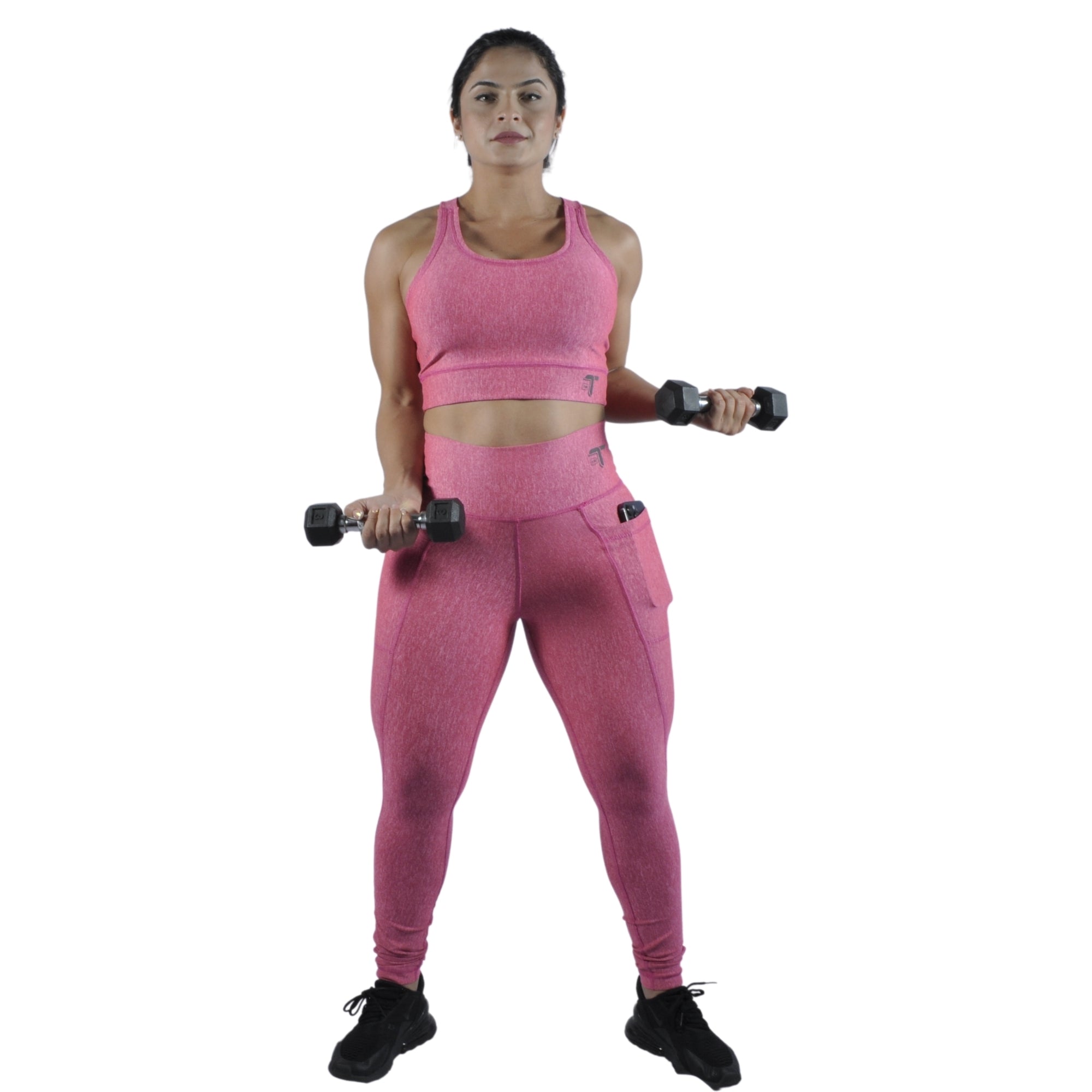 Leggins Deportivo Mujer - Bolsillo Lateral Tuacol Rojo Jaspeado - I Fit Sport Latam #