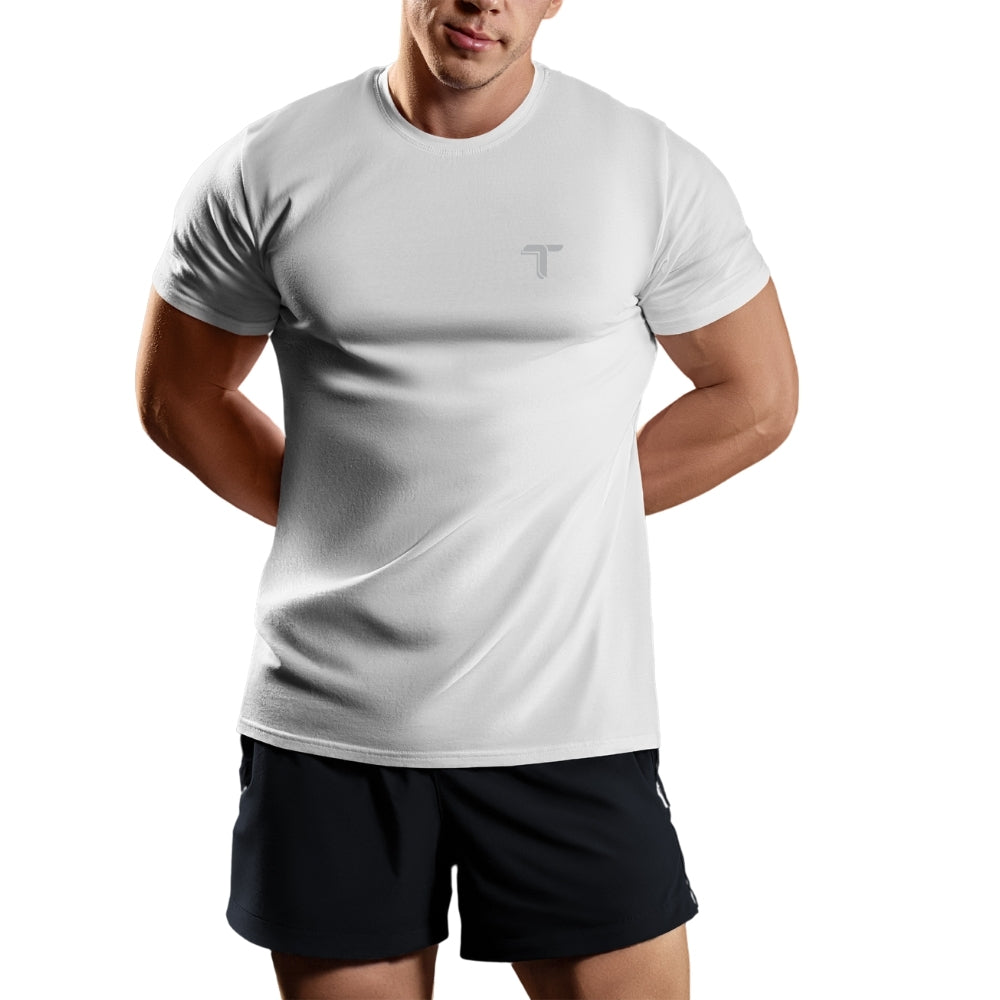 Camiseta Deportiva Hombre Blanca Manga Corta Secado Rápido - TUACOL.COM #