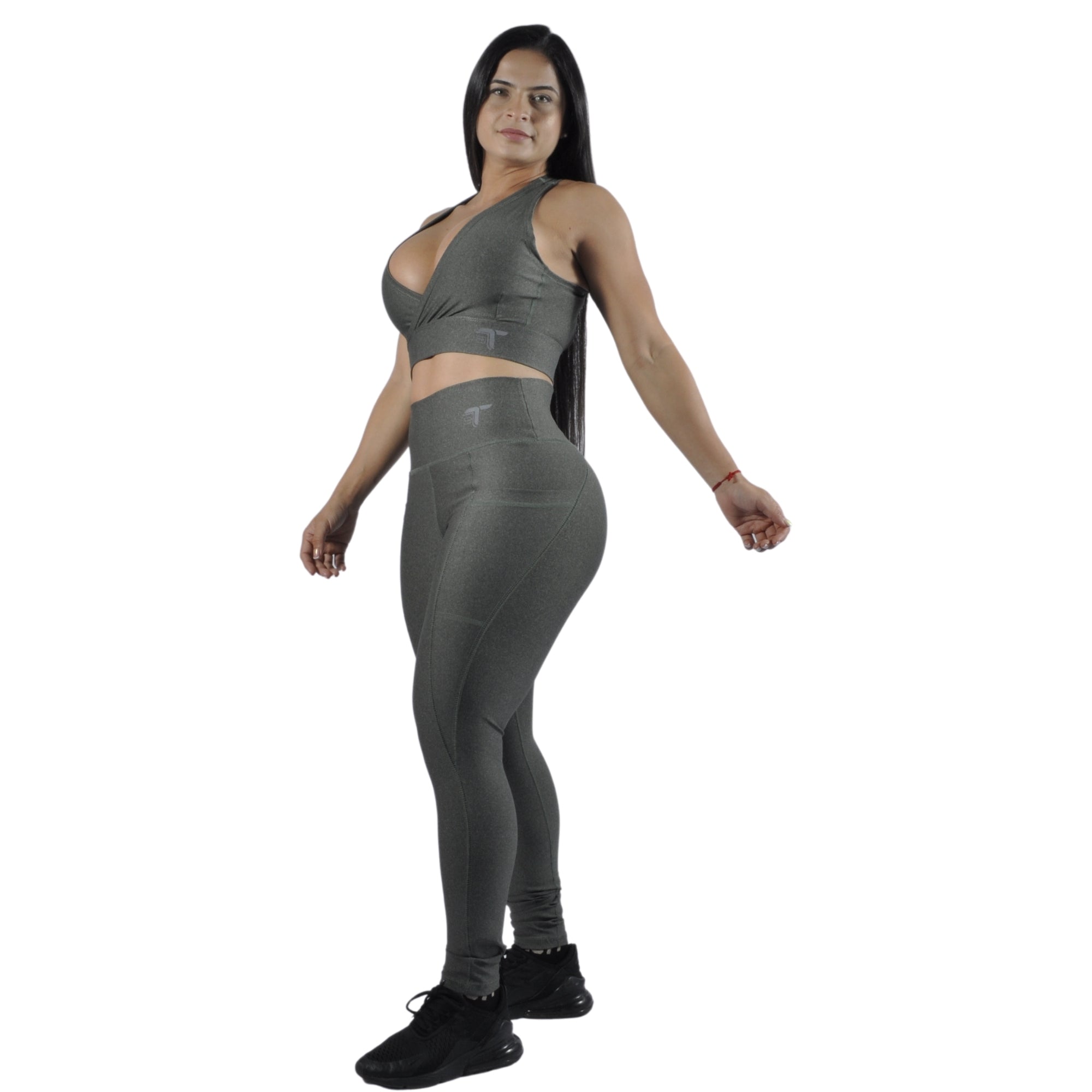 Leggins Deportivo Mujer - Bolsillo Lateral Tuacol Verde Jaspeado - TUACOL.COM #