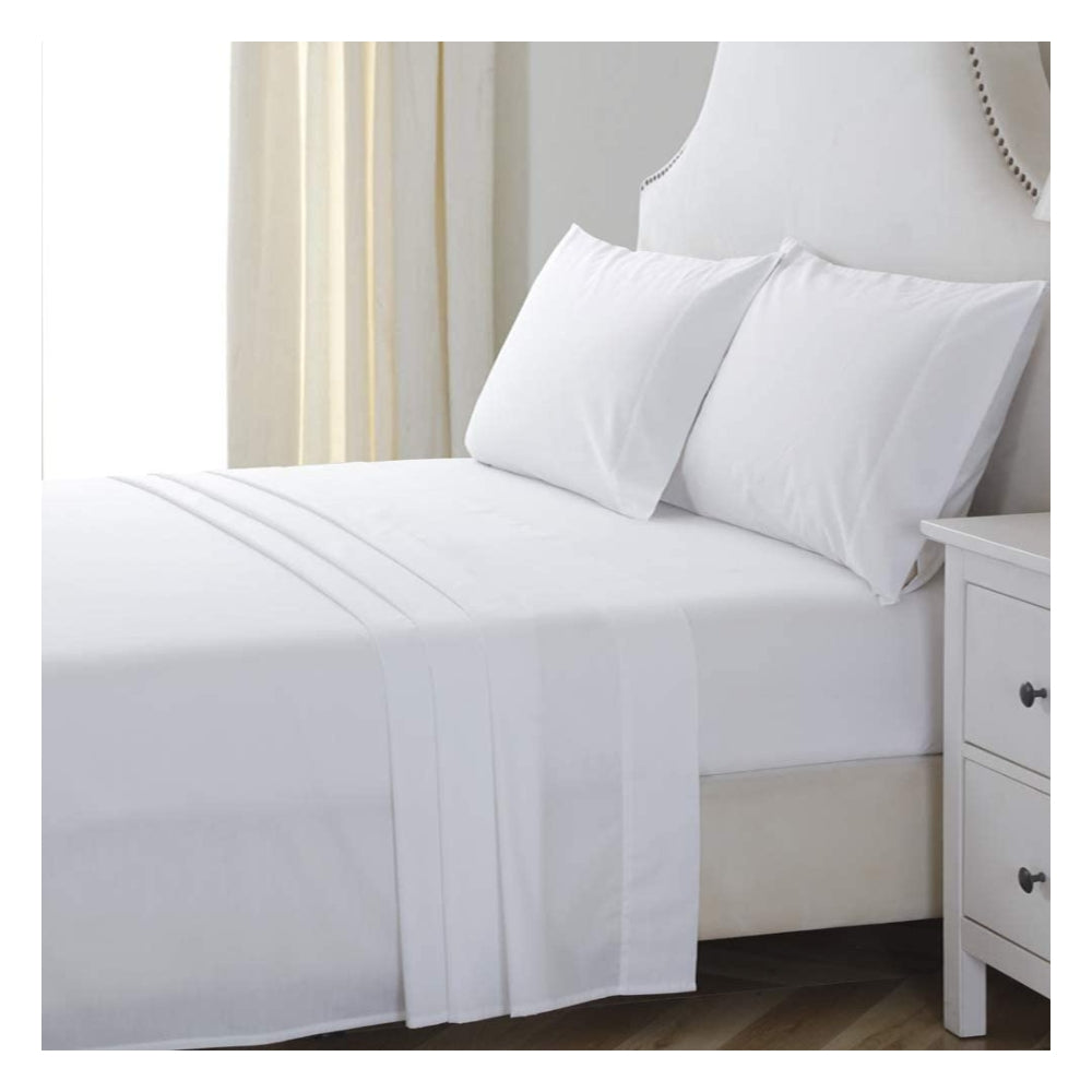 Juego de Sabanas Blancas Con Embone Cama Super King Tuacol - TUACOL.COM #