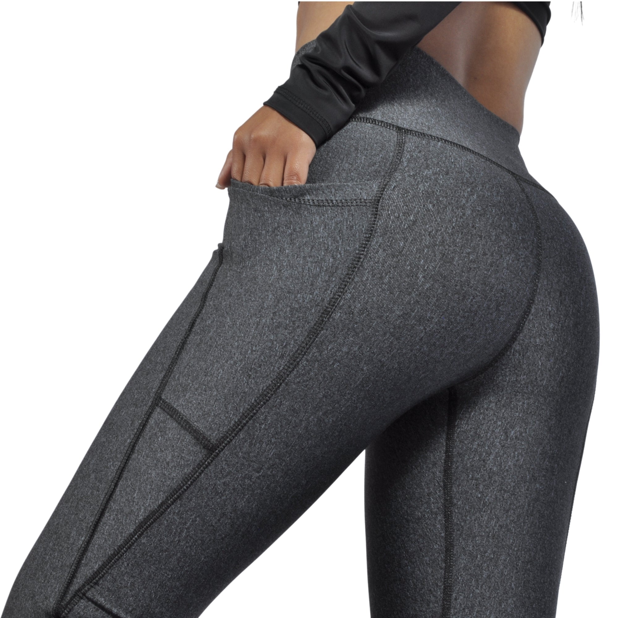 Leggins Deportivo Mujer - Bolsillo Lateral Tuacol Gris Jaspeado - TUACOL.COM #