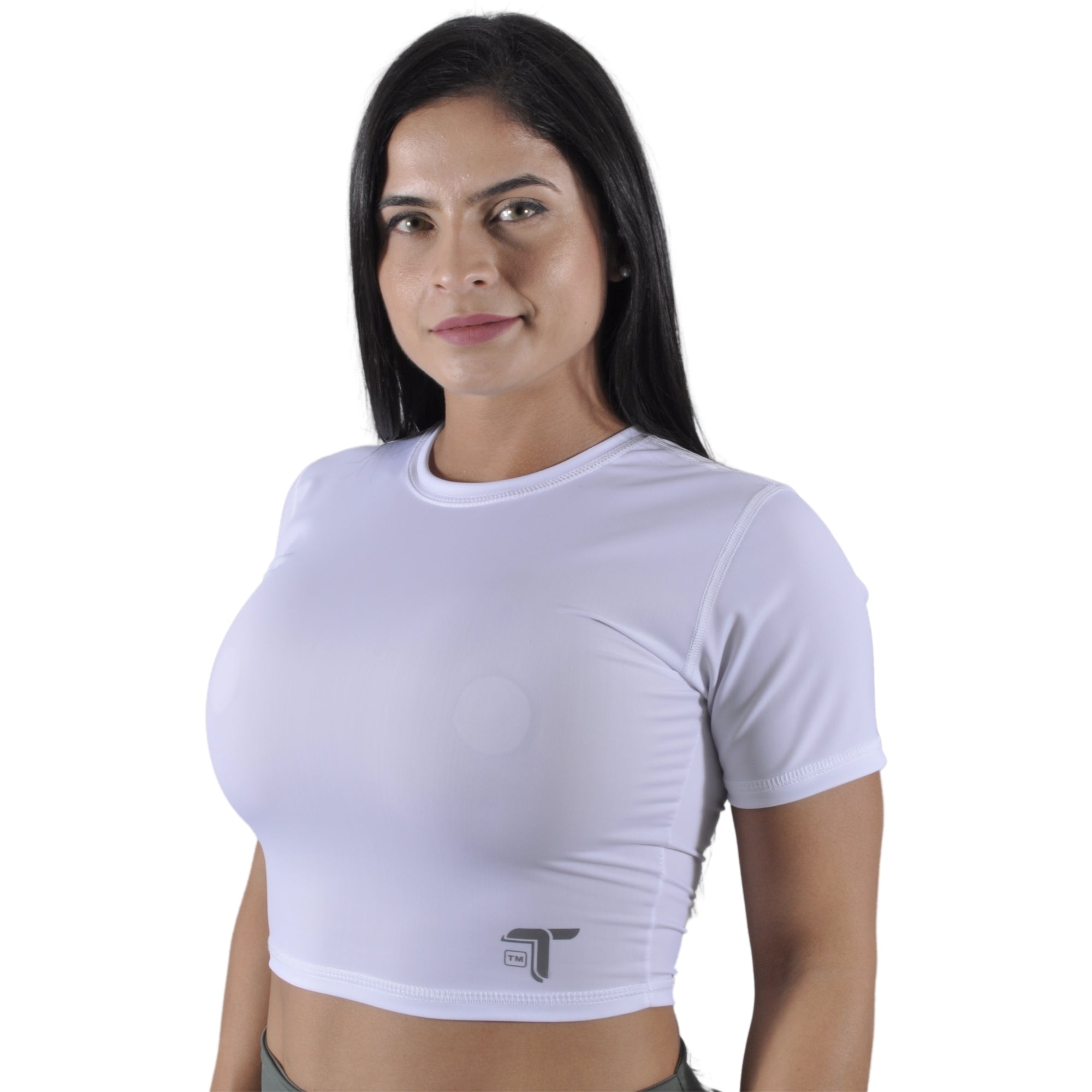 Camiseta Crop Top Mujer Manga Corta Madeira Pac Tuacol Blanco - TUACOL.COM #