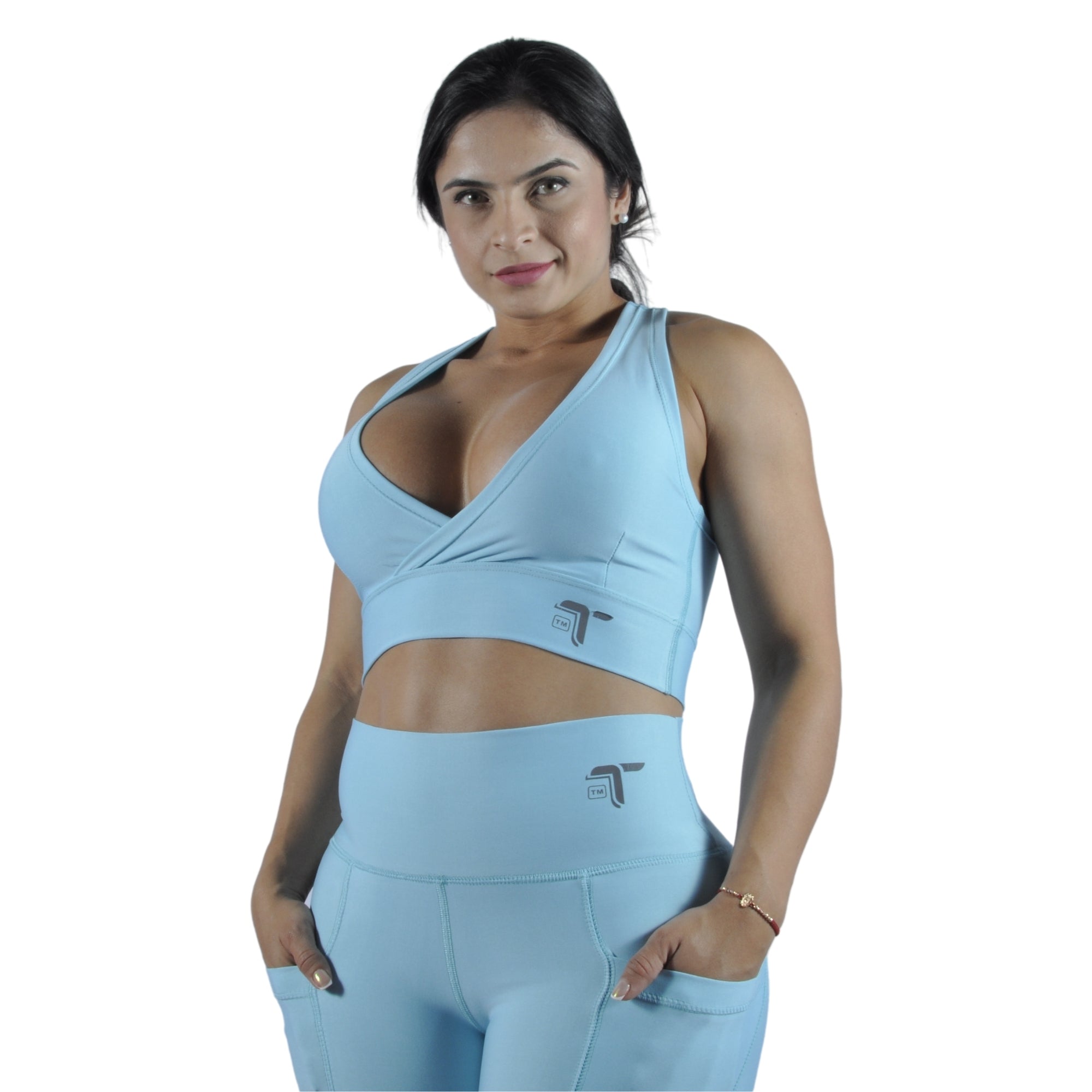 Leggins Deportivo Mujer - Bolsillo Lateral Tuacol Azul Celeste - TUACOL.COM #