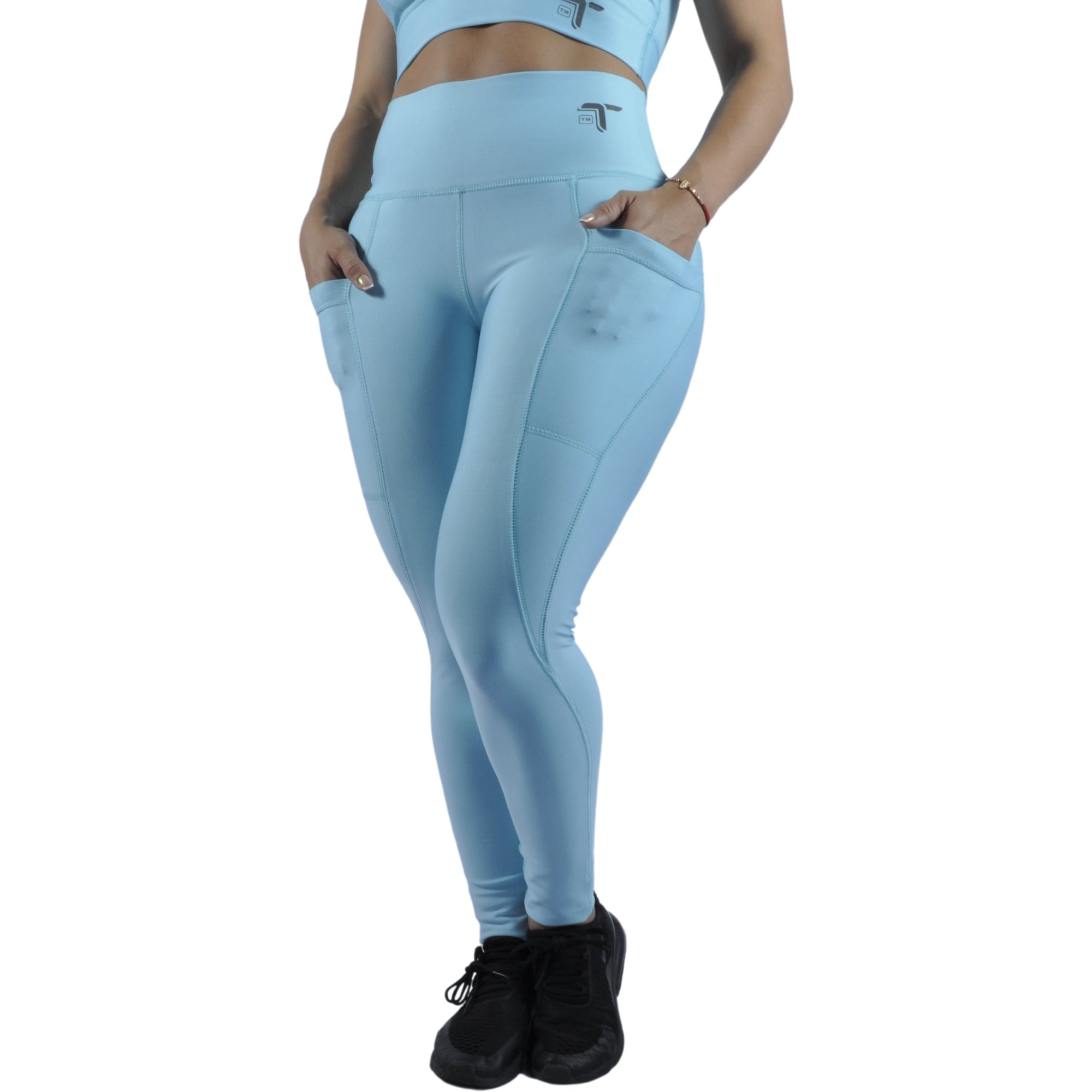 Leggins Deportivo Mujer - Bolsillo Lateral Tuacol Azul Celeste - TUACOL.COM #