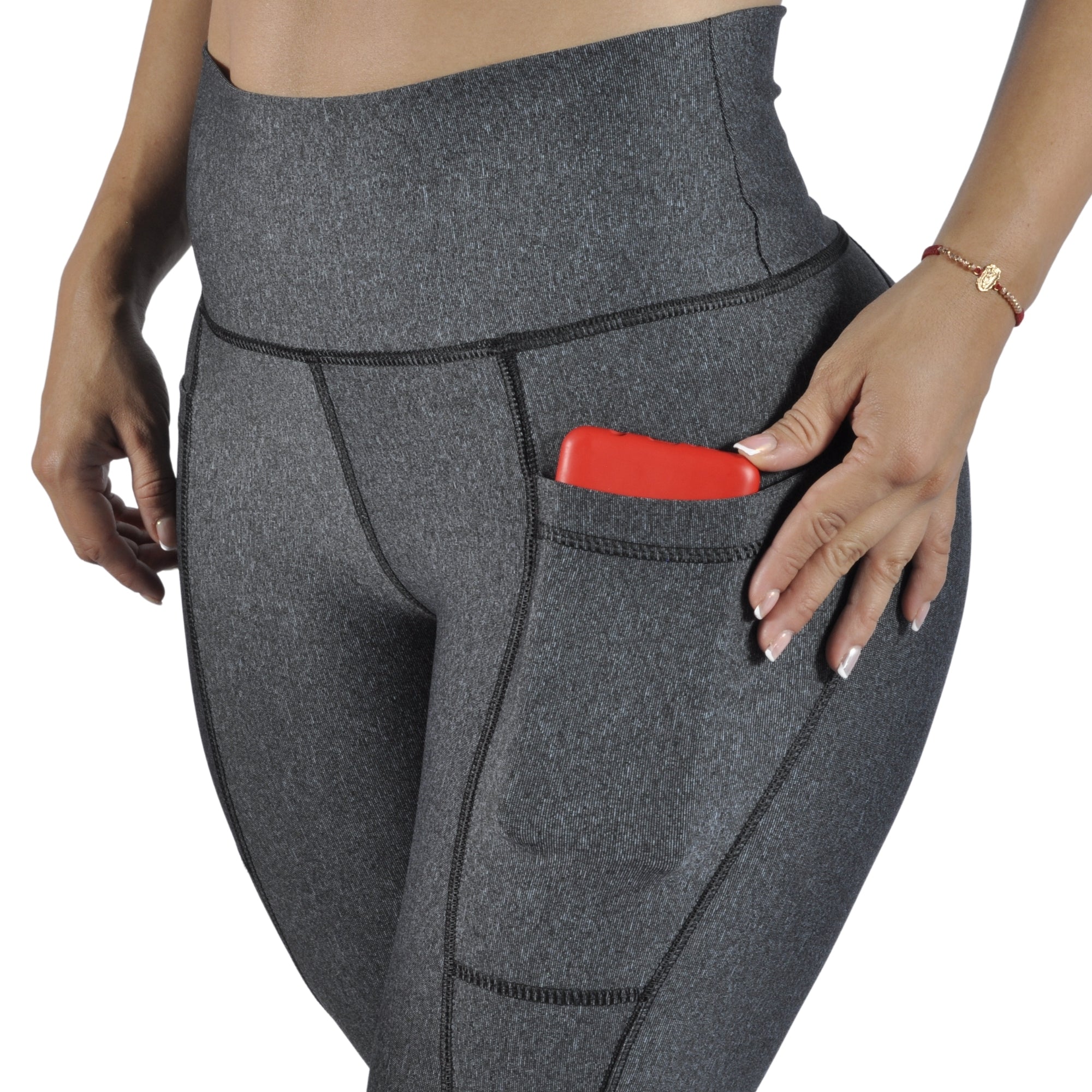 Leggins Deportivo Mujer - Bolsillo Lateral Tuacol Gris Jaspeado - TUACOL.COM #