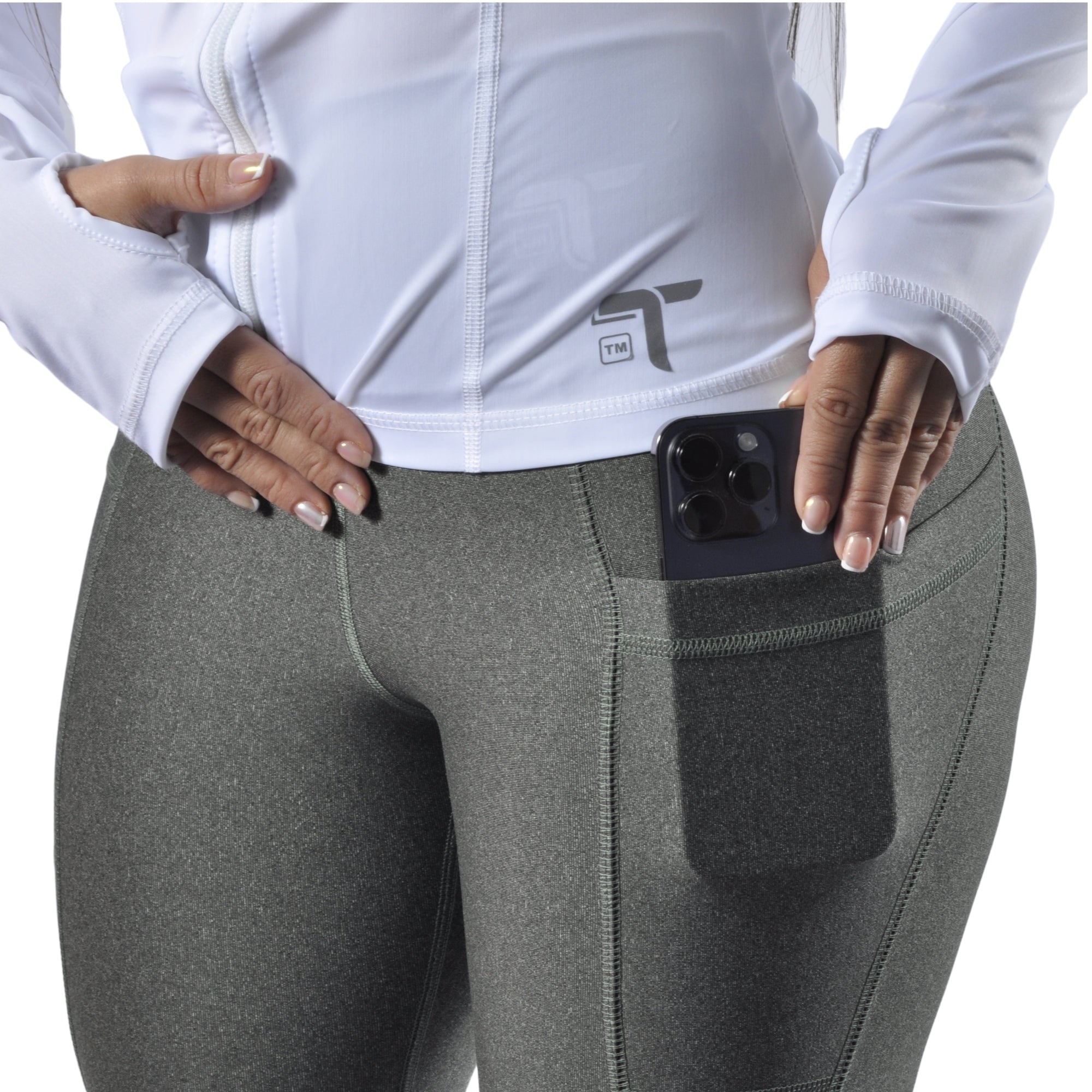 Leggins Deportivo Mujer - Bolsillo Lateral Tuacol Verde Jaspeado - TUACOL.COM #