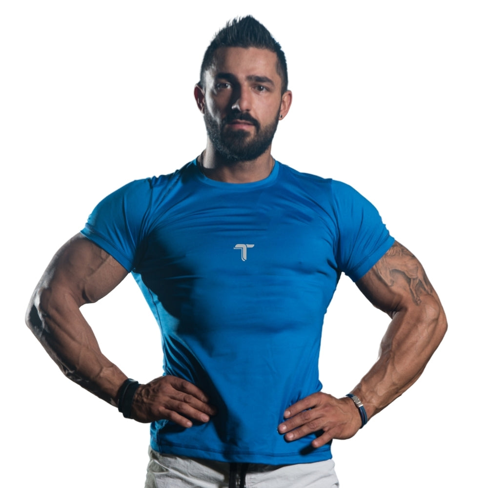 Camiseta Deportiva Hombre Azul Manga Corta I Fit Sport - I Fit Sport Latam #