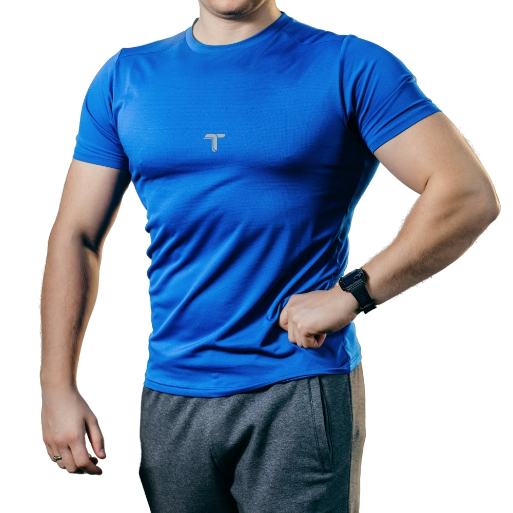 Camiseta Deportiva Hombre Azul Manga Corta I Fit Sport - I Fit Sport Latam #