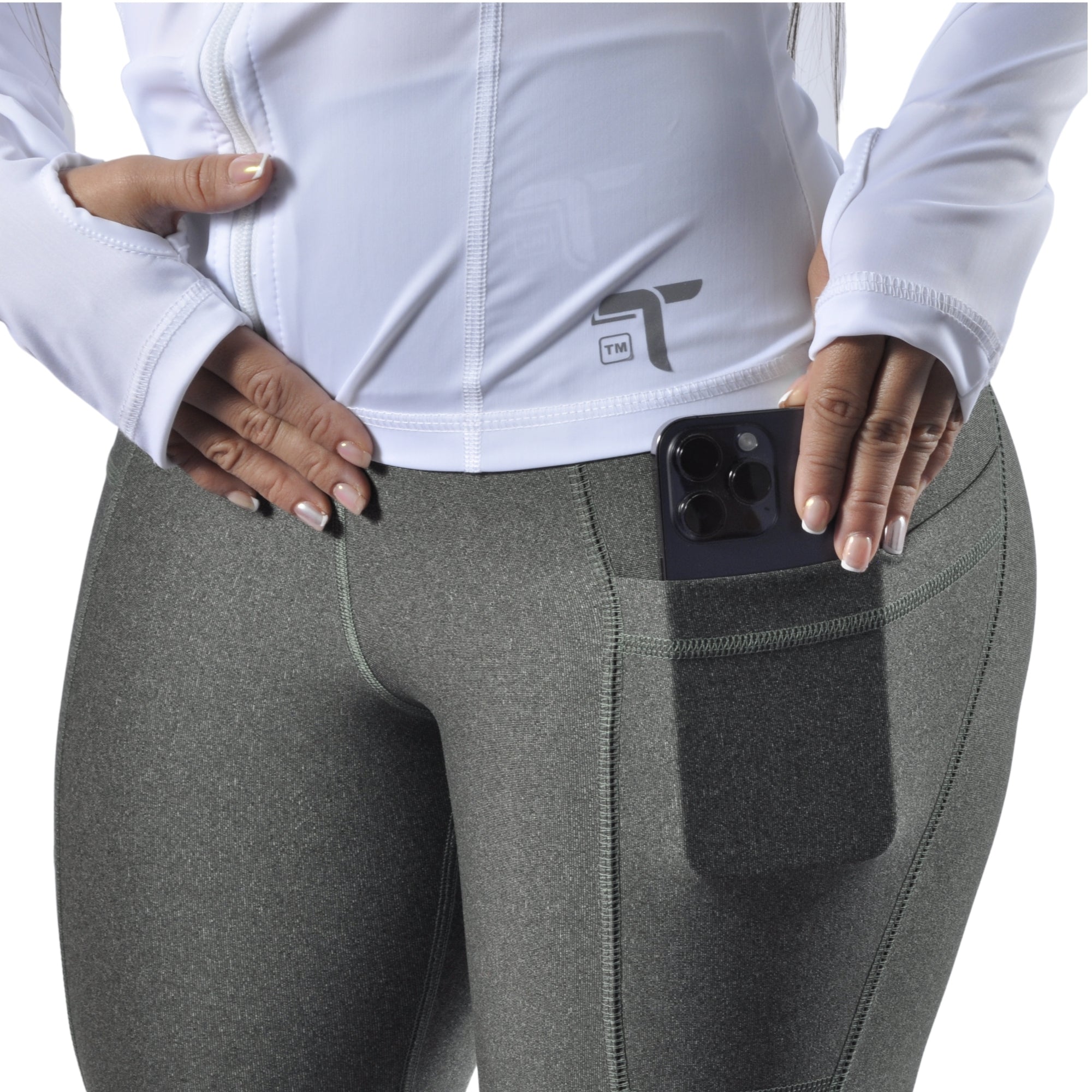 Leggins Deportivo Mujer - Bolsillo Lateral Tuacol Verde Jaspeado - I Fit Sport Latam #